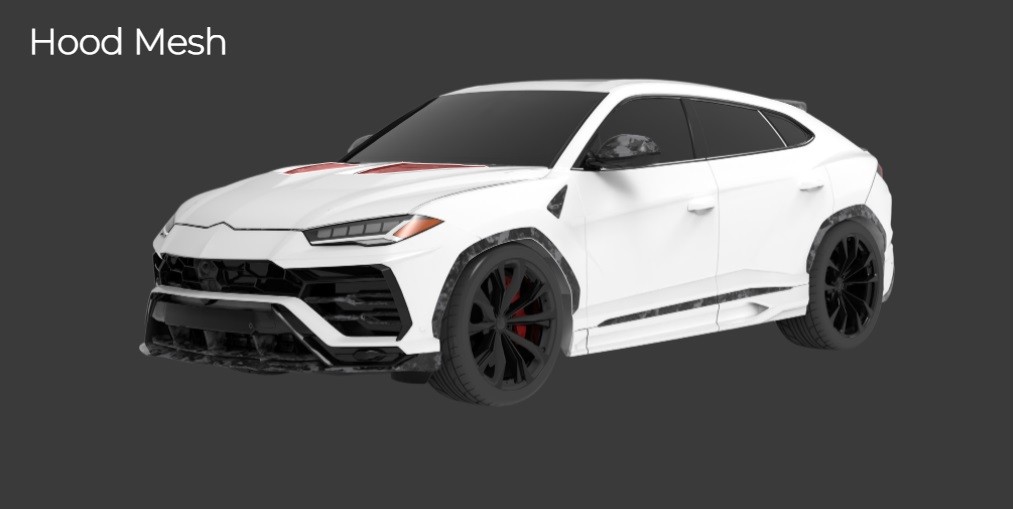 1016 Industries Forged Carbon Hood Mesh for Lamborghini Urus Narrow