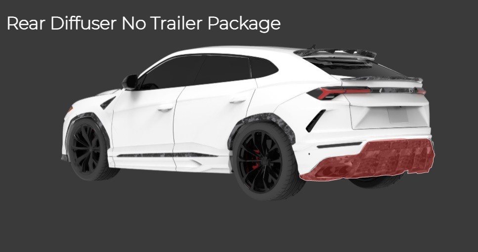 1016 Industries Forged Carbon Rear Diffuser No Trailer Package for Lamborghini Urus Narrow