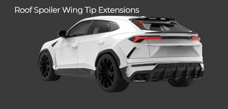 1016 Industries Carbon Roof Spoiler Wing Tip Extensions for Lamborghini Urus (2018-2020)