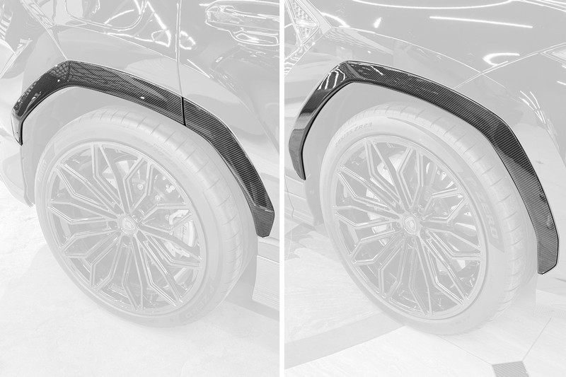 TopCar Fender Extensions (6 Pcs) in Visible Carbon Fiber for Lamborghini Urus SE Light Pack