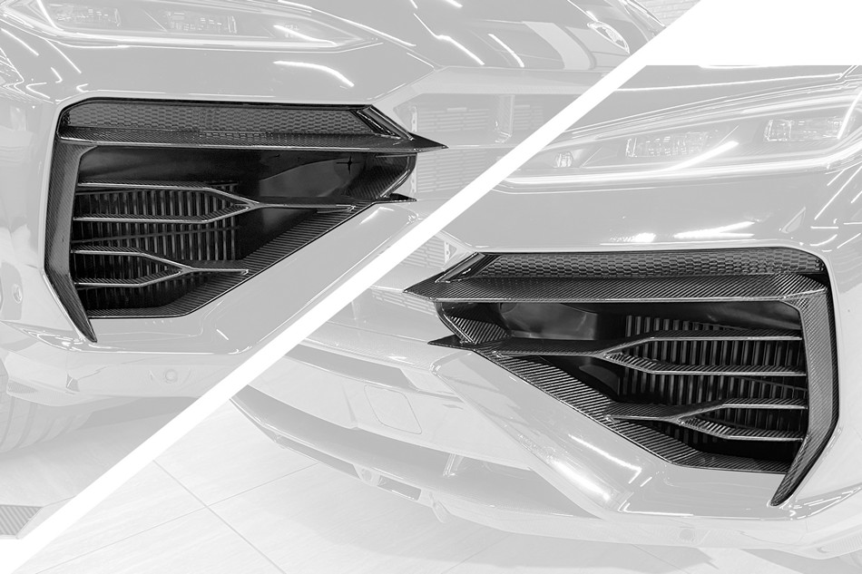 TopCar Visible Carbon Fiber Front Bumper Side Grilles (2-Piece Set) for Lamborghini Urus SE Light Pack